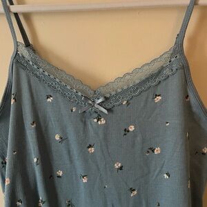 Torrid Blue Floral Lace-Trim Cami 1